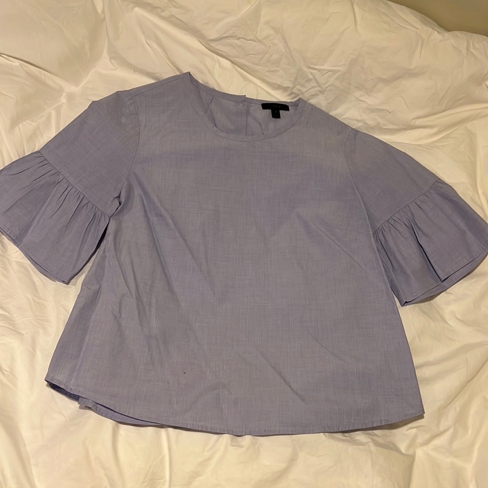 JCrew Oxford blue, bell sleeve top